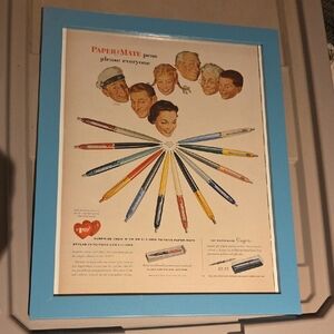 Vintage Original Pen Advertisement in Blue Frame